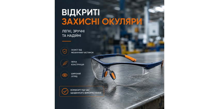 Как защитить глаза на производстве: обзор открытых защитных очков