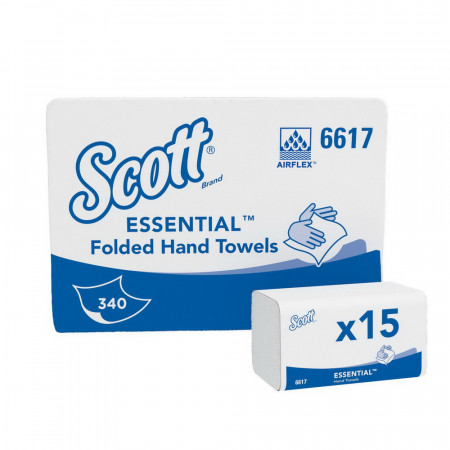 6617 Рушники листові Scott® Xtra, білі, 340 арк, 1 шар