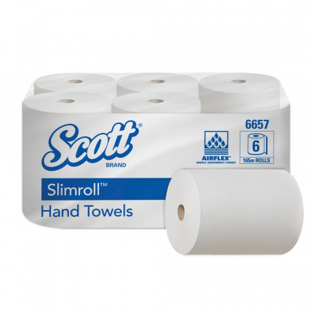 6657 Рушники  в рулонах Scott® Slimrol, білі, 165 м., 1 шар