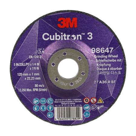 3M 98647 Диск зачисний, 3M™ Cubitron™ III , T27, 125 мм х 7,0 мм х 22,23 мм, 36+