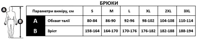 Таблица размеров