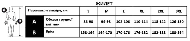 Таблица размеров